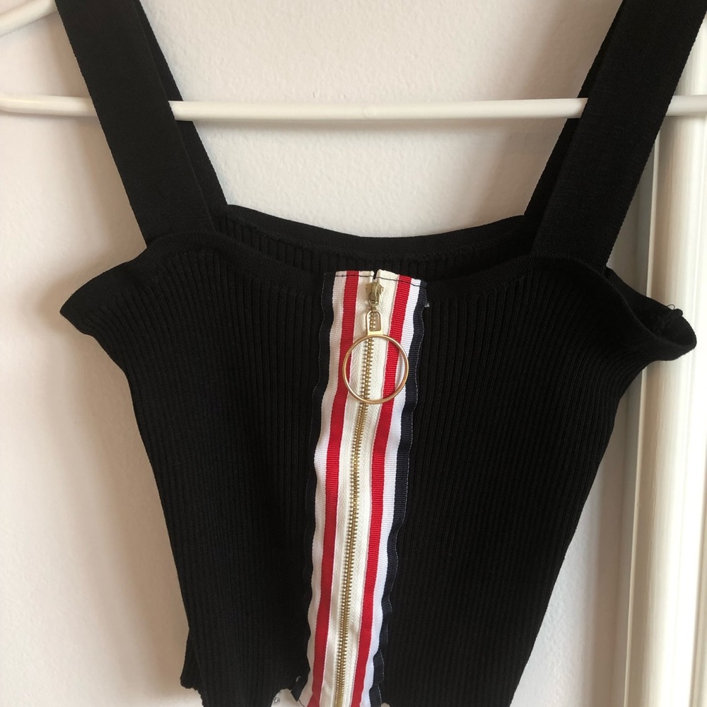 Ribbed Zipper Tank Top